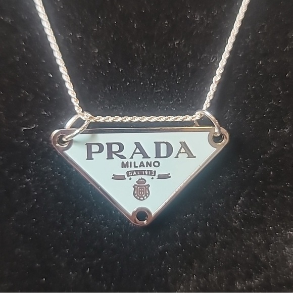 Prada Zipper pull tag Authentic,Tiffany’s blue charm with S925 chain. - Picture 2 of 4